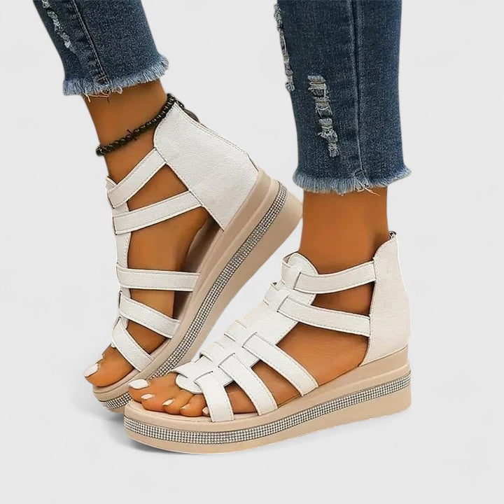 Orthopedic Wedge Sandals with Rhinestone Details for Women