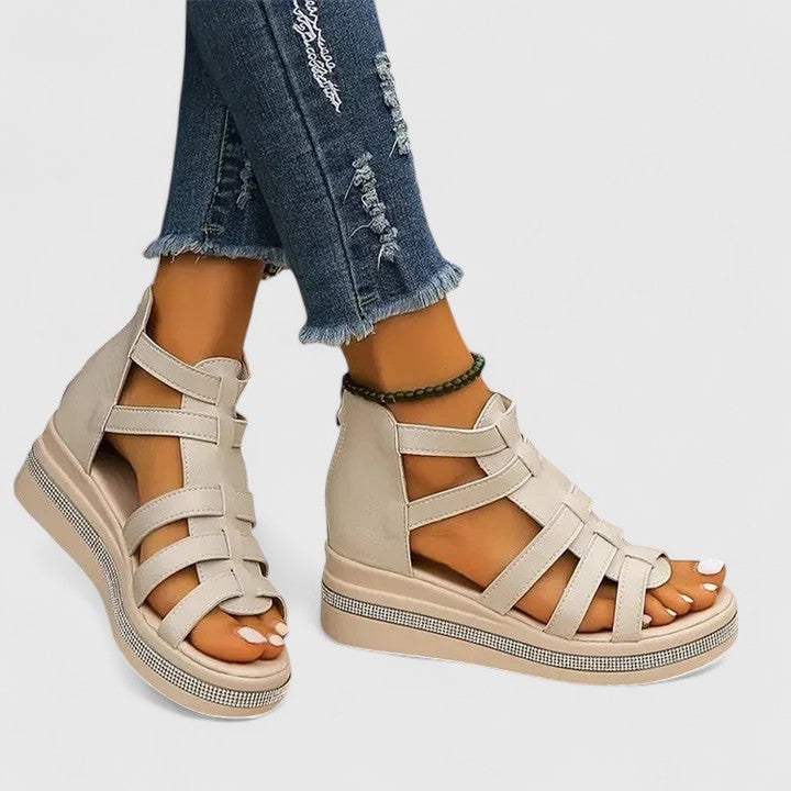Orthopedic Wedge Sandals with Rhinestone Details for Women