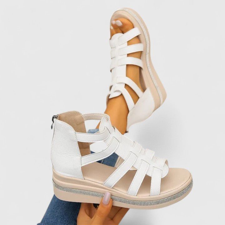 Orthopedic Wedge Sandals with Rhinestone Details for Women