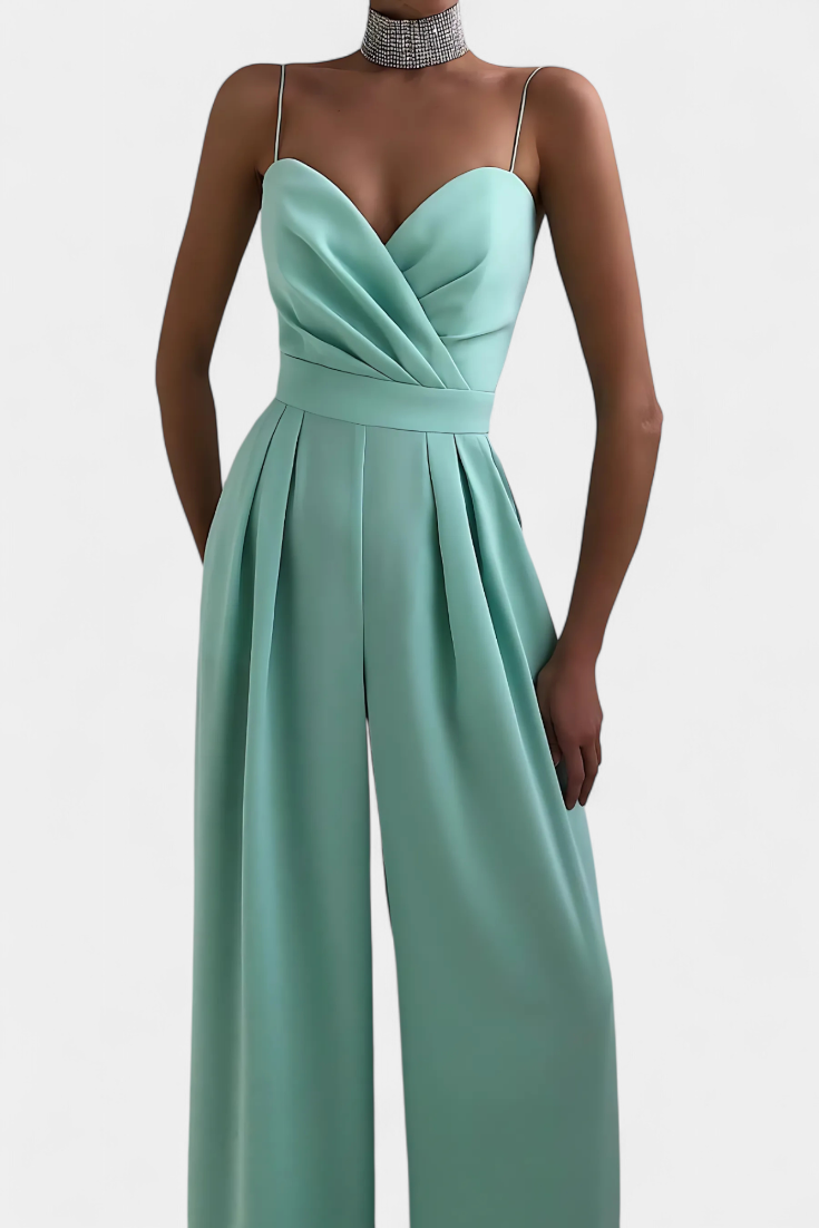Sleeveless Jumpsuit With Wide Legs and Tailored Waist