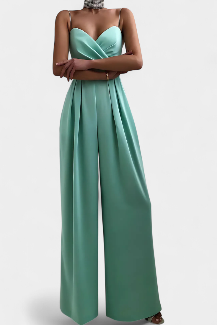 Sleeveless Jumpsuit With Wide Legs and Tailored Waist
