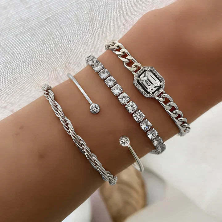 Gold Bracelet Set - Layered Stack Bracelets for Women