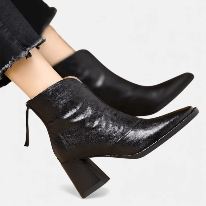 Ankle Boots Women Mid Heel | Leather Booties for Work and Weekend