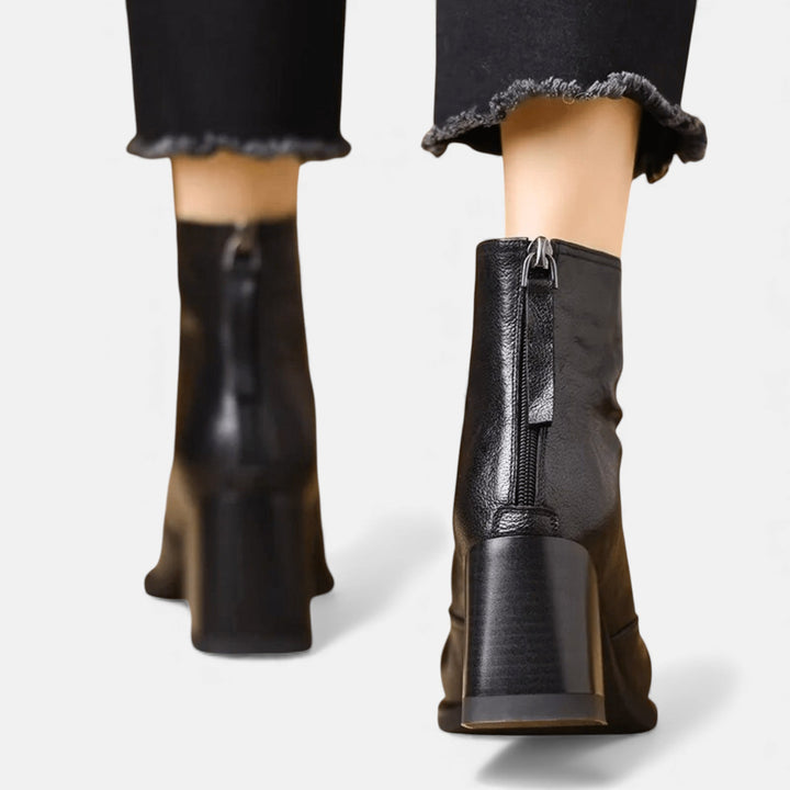 Ankle Boots Women Mid Heel | Leather Booties for Work and Weekend