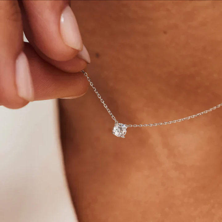 Stone Pendant Necklace in White Gold | Elegant Everyday Jewelry