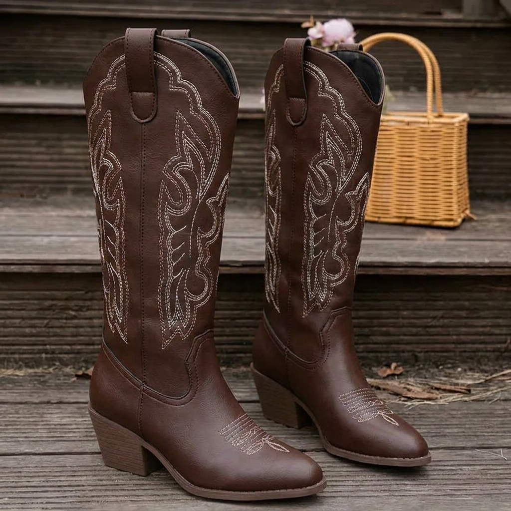 Embroidered Cowgirl Boots for Women Knee High Western Boots