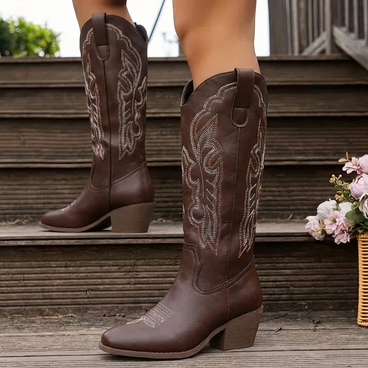 Embroidered Cowgirl Boots for Women Knee High Western Boots