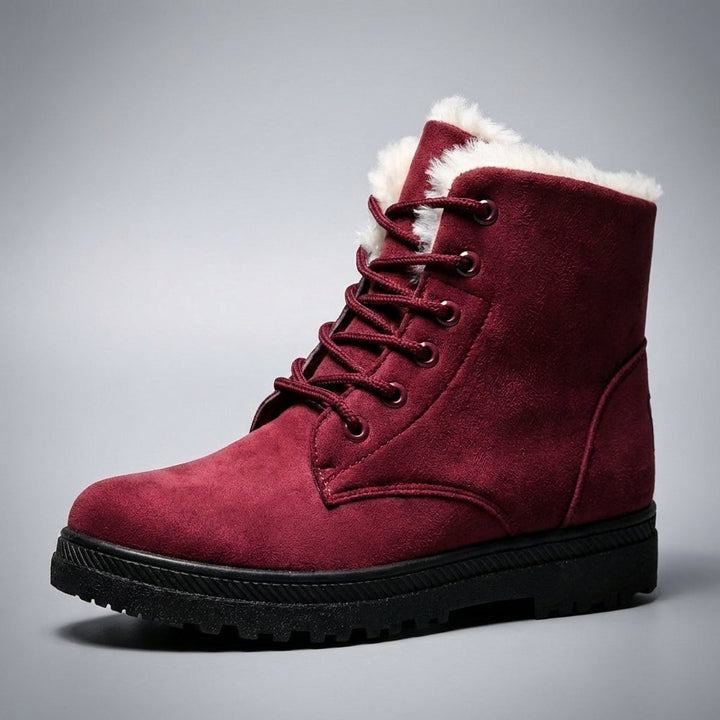 Fur Lined Snow Boots for Women Lace Up Ankle Winter Boots