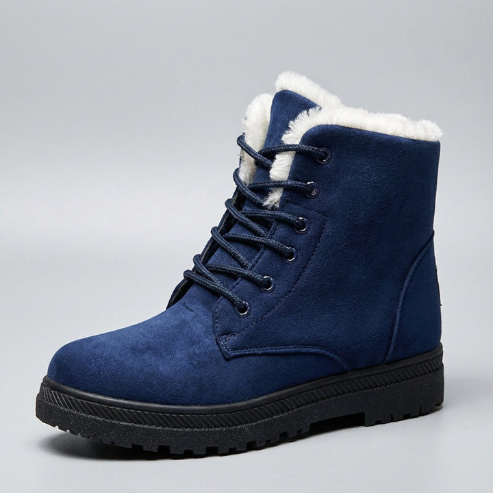 Fur Lined Snow Boots for Women Lace Up Ankle Winter Boots