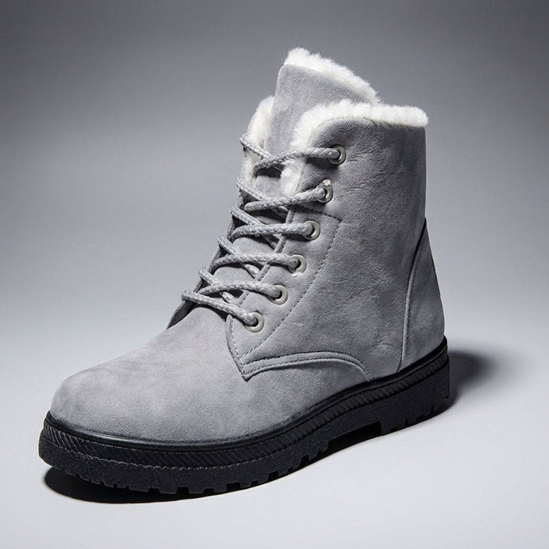 Fur Lined Snow Boots for Women Lace Up Ankle Winter Boots