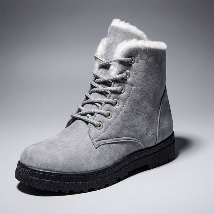 Fur Lined Snow Boots for Women Lace Up Ankle Winter Boots