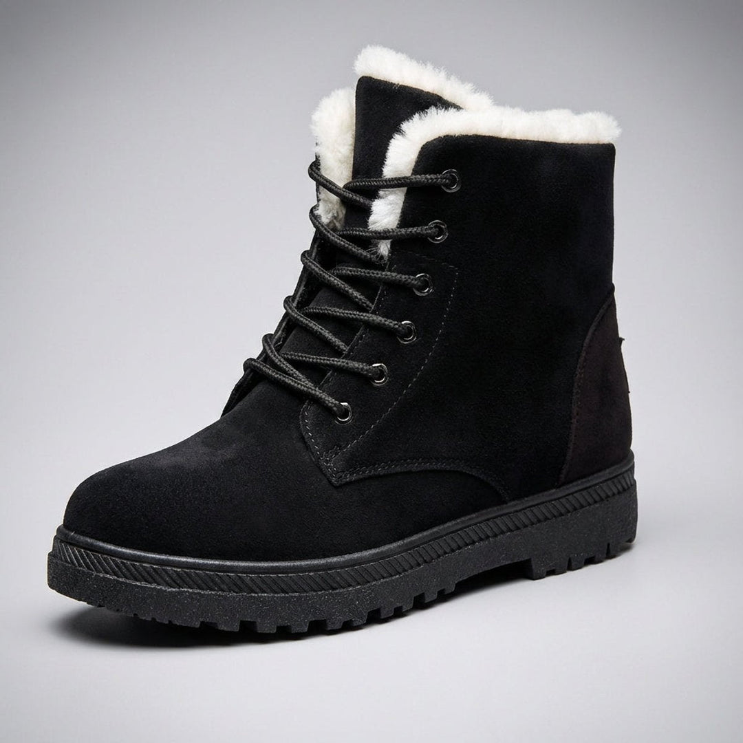 Fur Lined Snow Boots for Women Lace Up Ankle Winter Boots