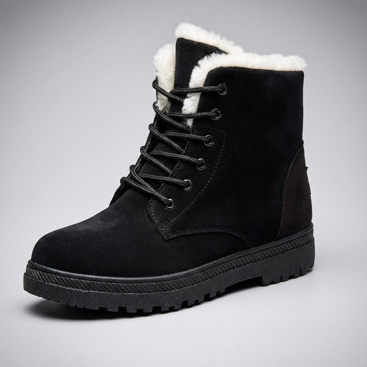 Fur Lined Snow Boots for Women Lace Up Ankle Winter Boots