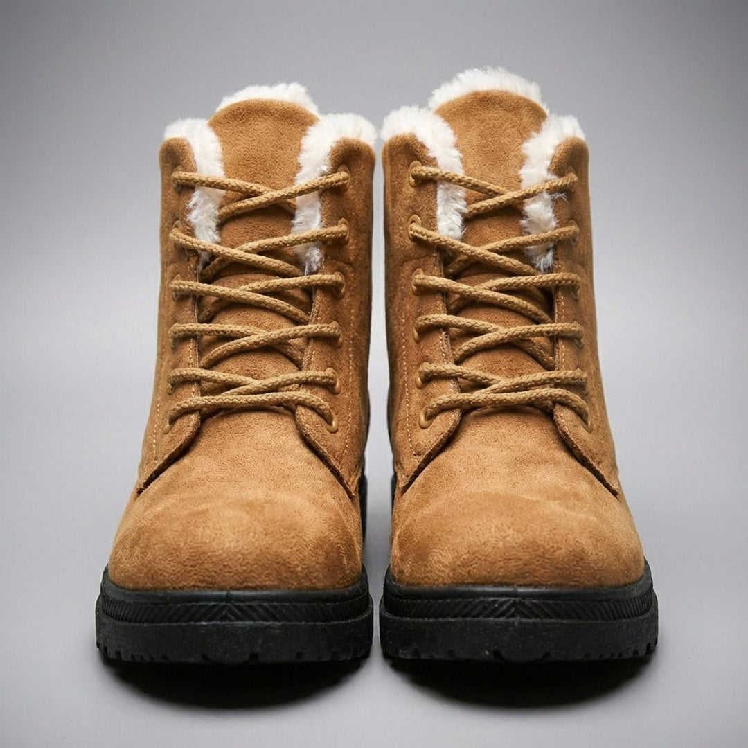 Fur Lined Snow Boots for Women Lace Up Ankle Winter Boots