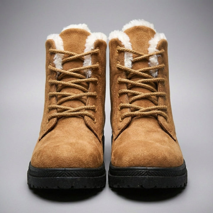 Fur Lined Snow Boots for Women Lace Up Ankle Winter Boots