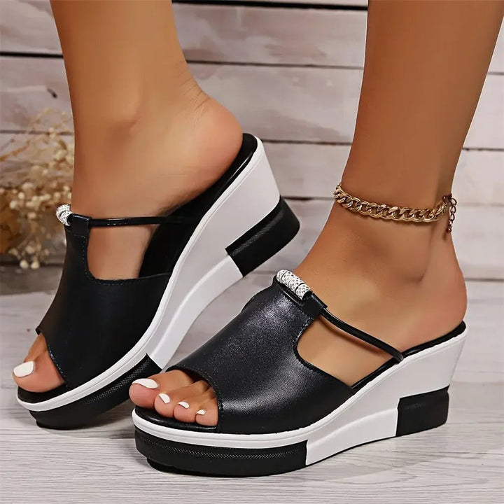Platform Wedge Sandals for Women with Cutout Strap Detail