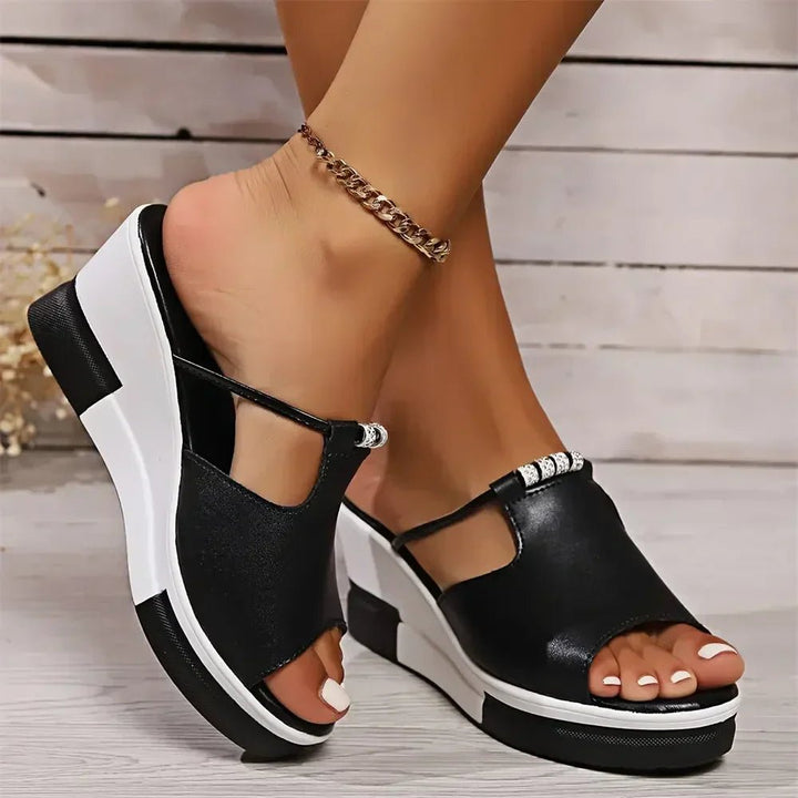 Platform Wedge Sandals for Women with Cutout Strap Detail