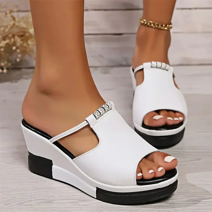 Platform Wedge Sandals for Women with Cutout Strap Detail