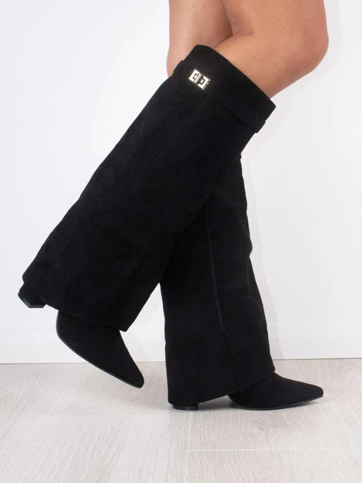 Knee High Boots for Women with Pointed Toe and Block Heel