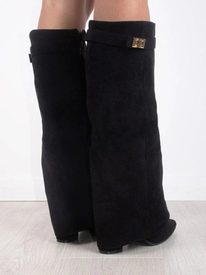 Knee High Boots for Women with Pointed Toe and Block Heel