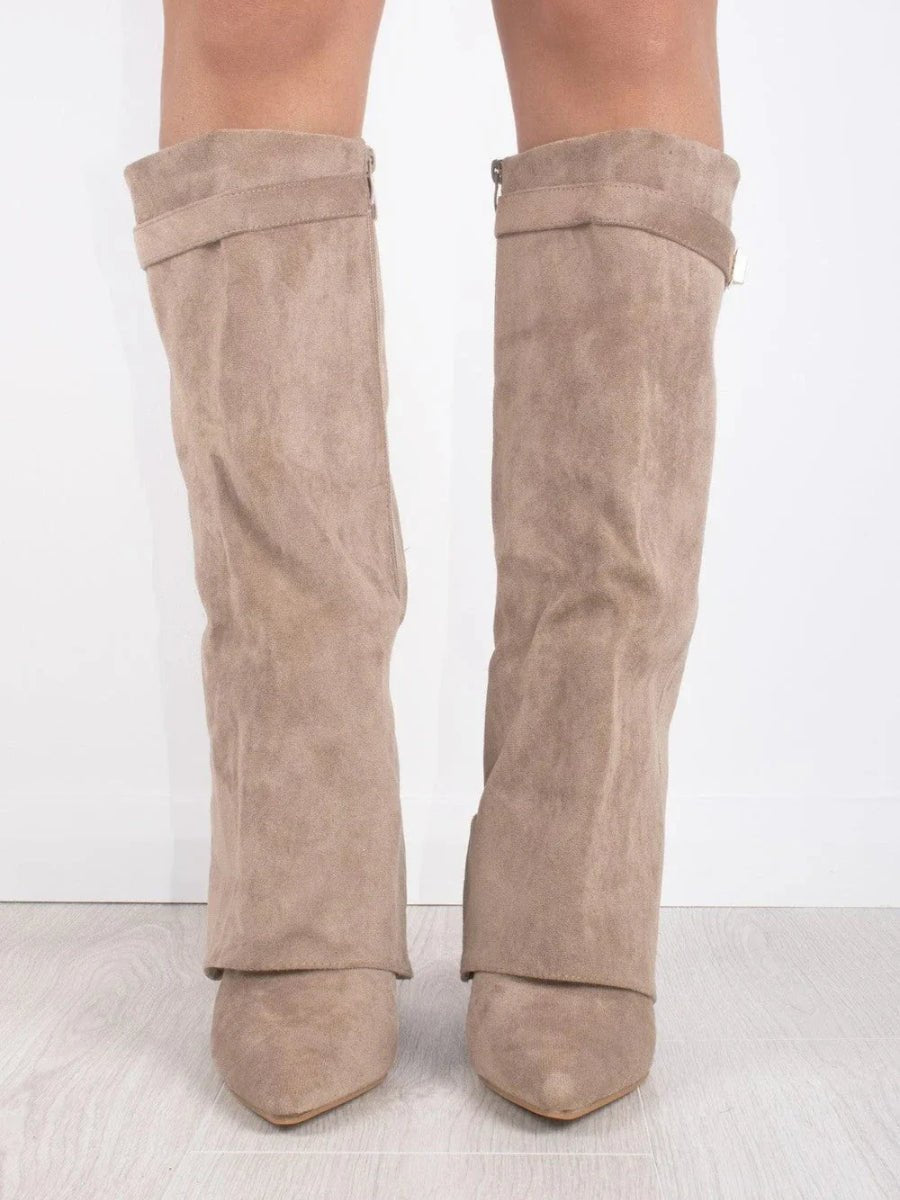 Knee High Boots for Women with Pointed Toe and Block Heel