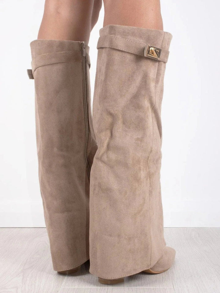Knee High Boots for Women with Pointed Toe and Block Heel