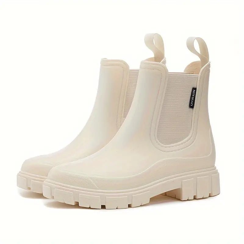 Waterproof Chelsea Boots for Women in Taupe with Chunky Sole