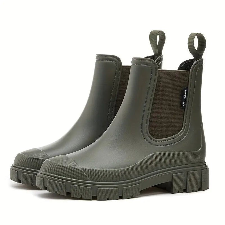 Waterproof Chelsea Boots for Women in Taupe with Chunky Sole