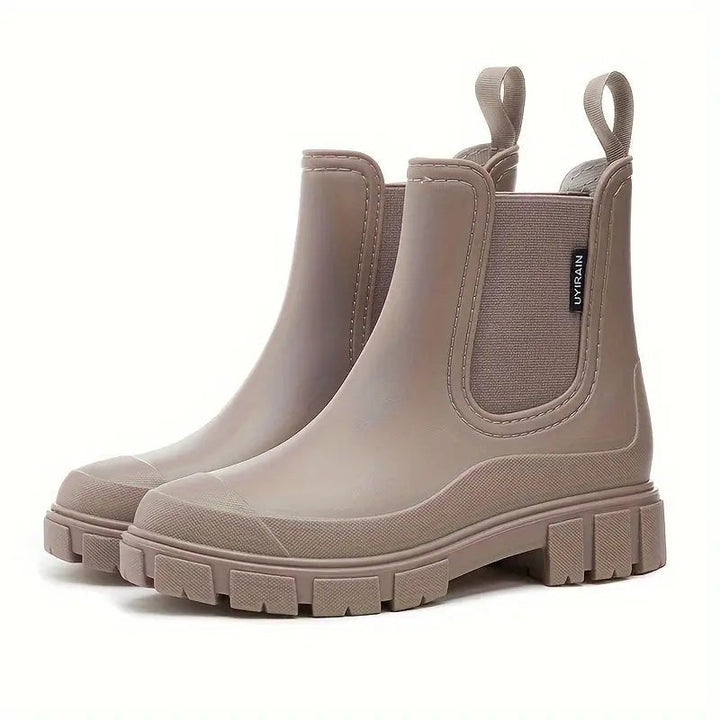 Waterproof Chelsea Boots for Women in Taupe with Chunky Sole