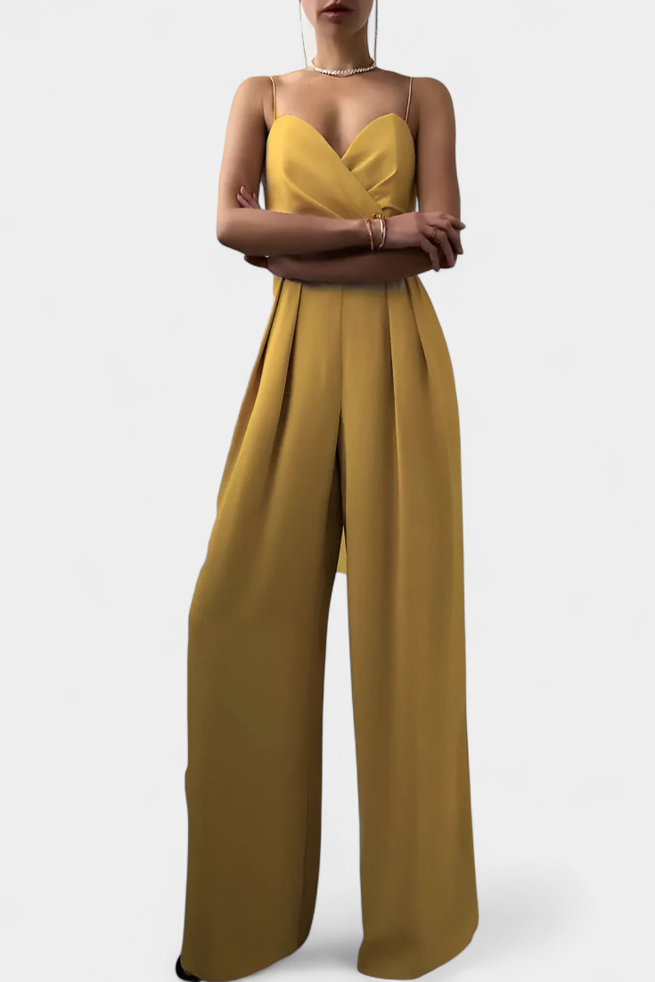 Sleeveless Jumpsuit With Wide Legs and Tailored Waist