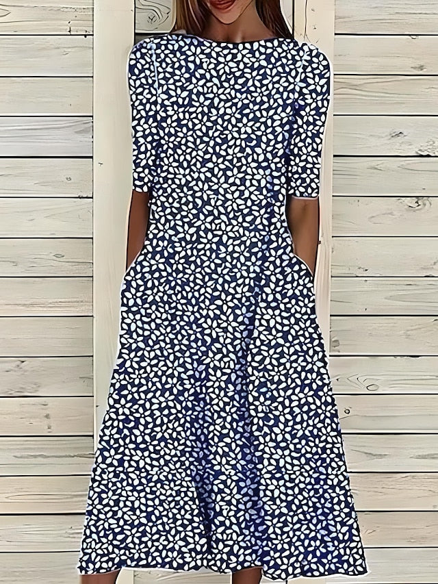Floral A-Line Dress for Women | Coastal Summer Midi Dress